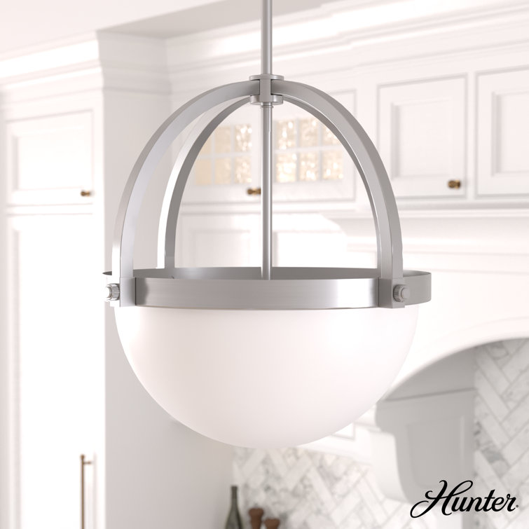 Wedgefield 16'' Brushed Nickel Globe Pendant with LED and Glass