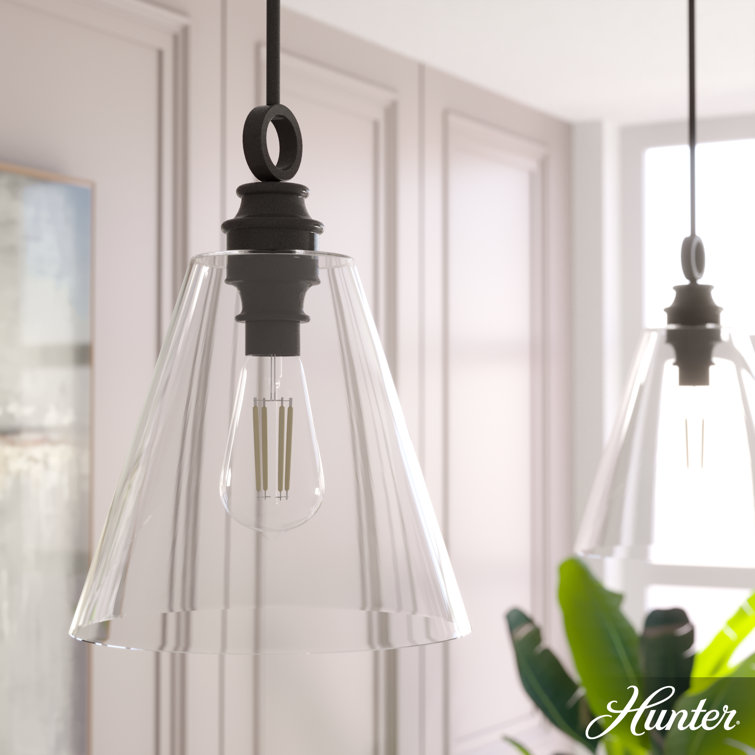 Noble Bronze Art-Deco 14'' Glass Pendant with LED Compatibility