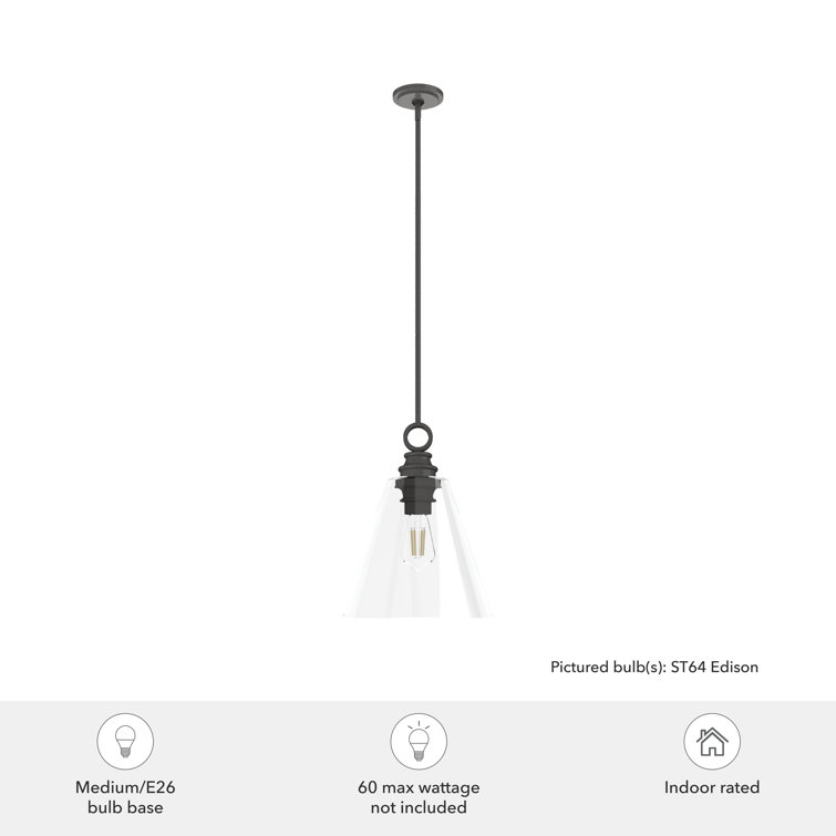 Noble Bronze Art-Deco 14'' Glass Pendant with LED Compatibility