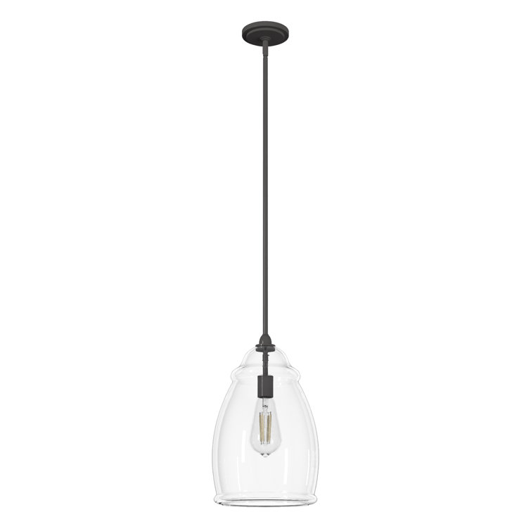 Medium Noble Bronze Pendant with Seeded Glass Shade