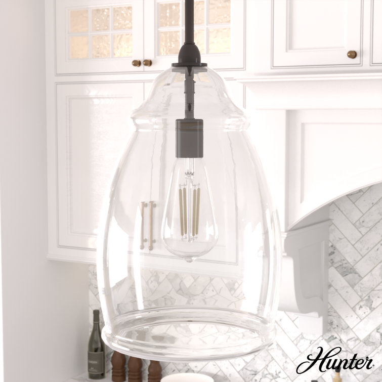Medium Noble Bronze Pendant with Seeded Glass Shade