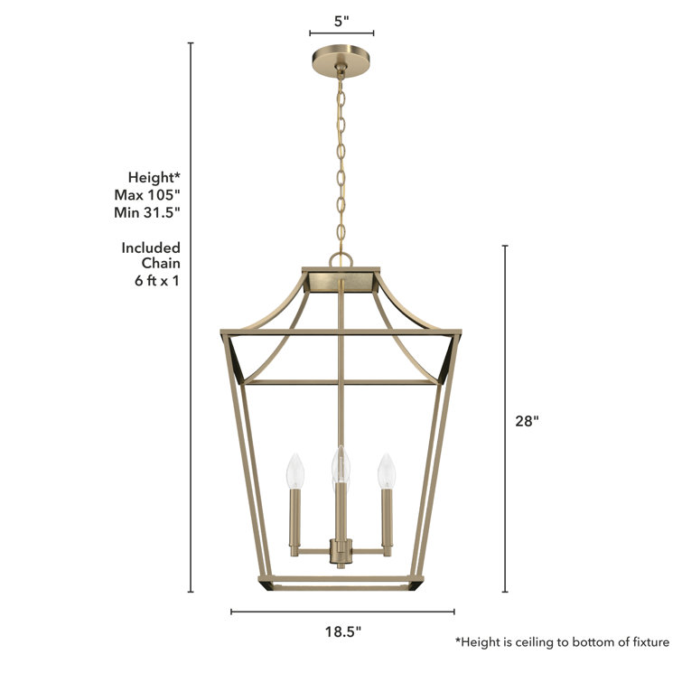 Alturas Gold 4-Light Lantern Pendant with LED