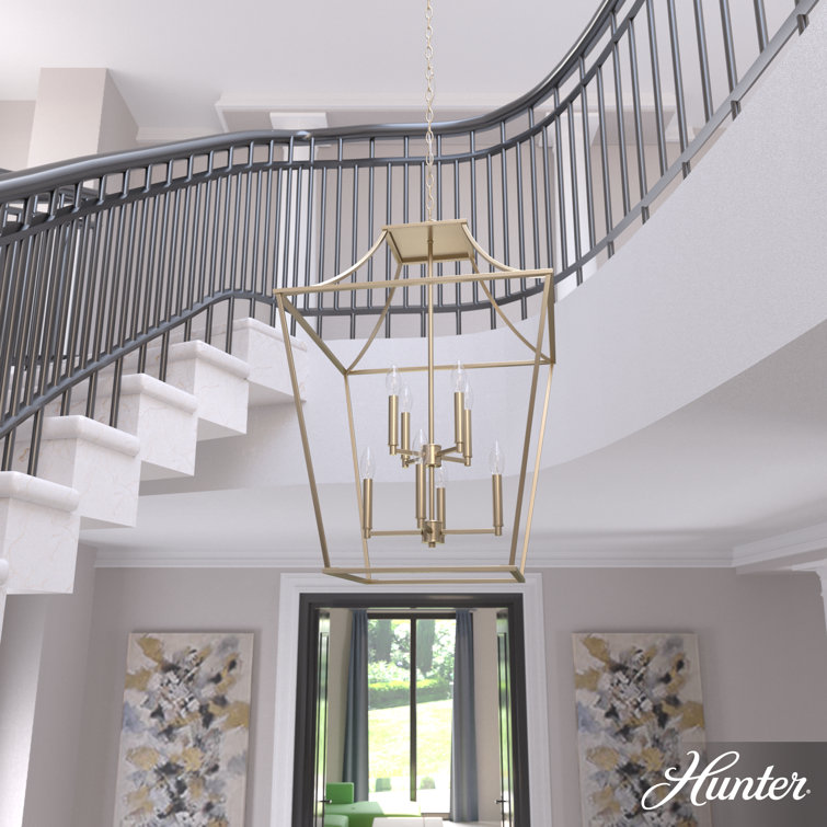 Large Alturas Gold Glass Lantern Pendant Light with LED