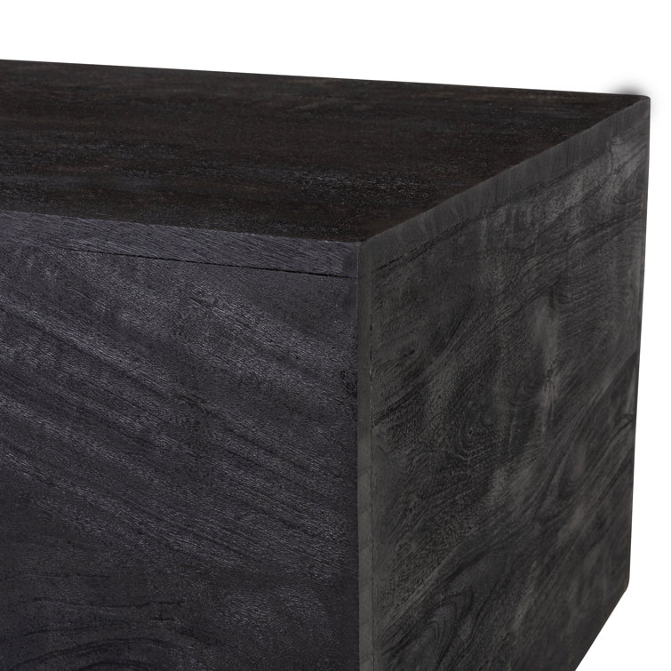 Black Acacia Rectangular Abstract Coffee Table