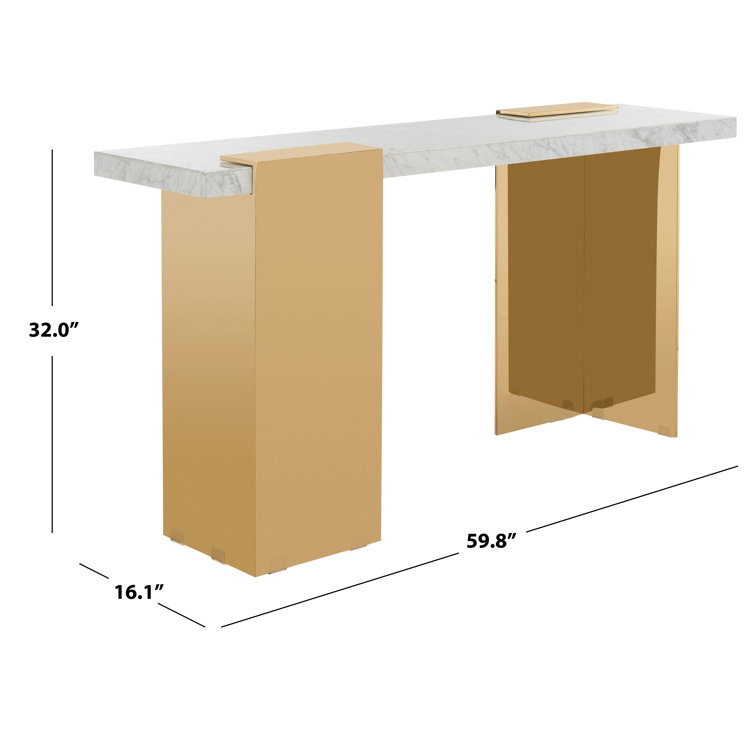 Mycha Bold Brass Foundation White Marble Console Table