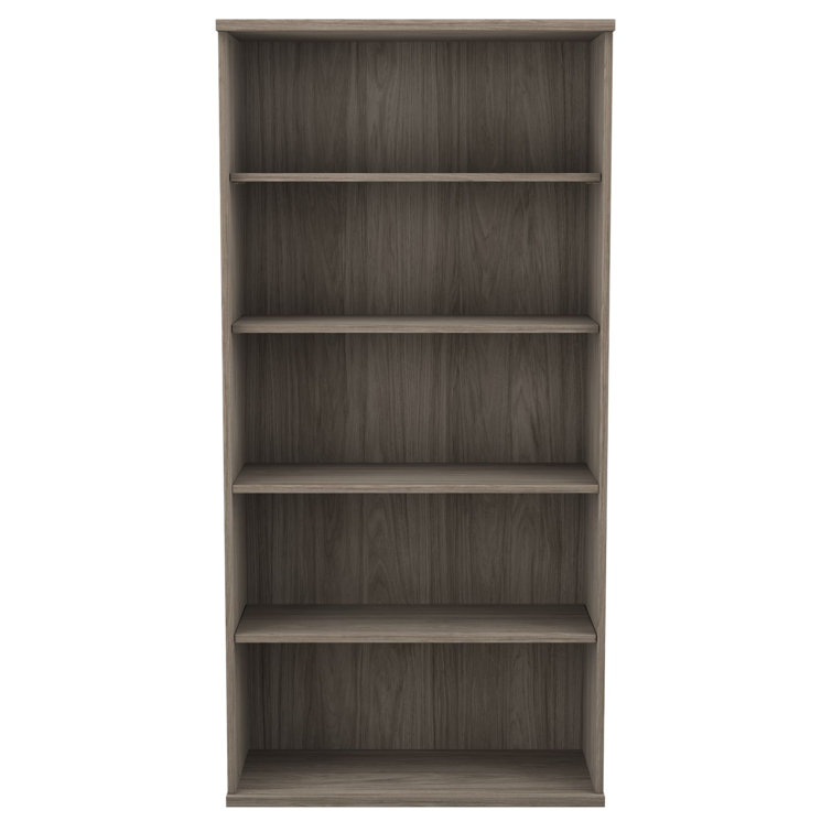 Contemporary Modern Hickory Tall 5-Shelf Adjustable Bookcase
