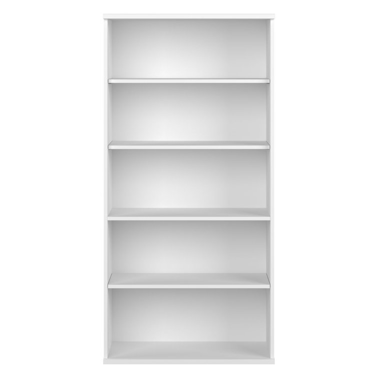 Contemporary White Adjustable 5-Shelf Bookcase - Engineered Wood