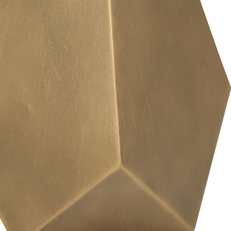 Round Black Glass and Gold Metal Geometric Accent Table