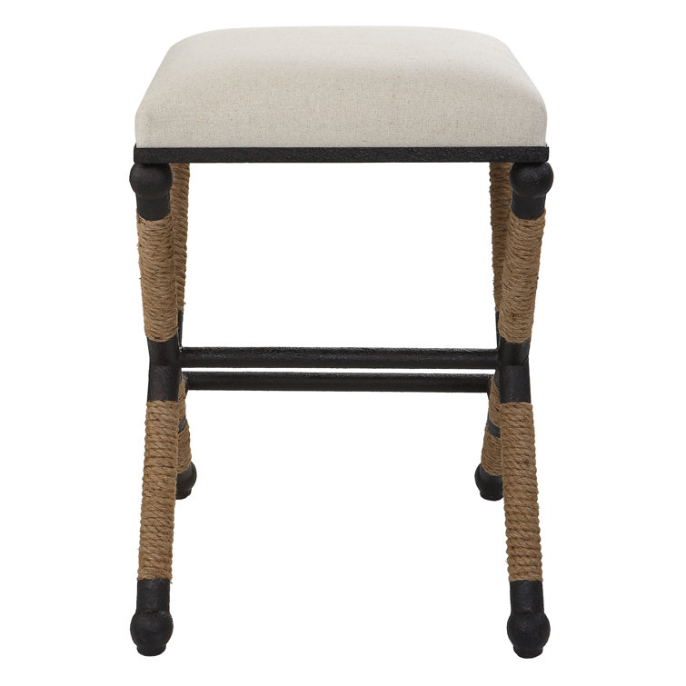 Oatmeal Upholstered Backless Iron Frame Counter Stool