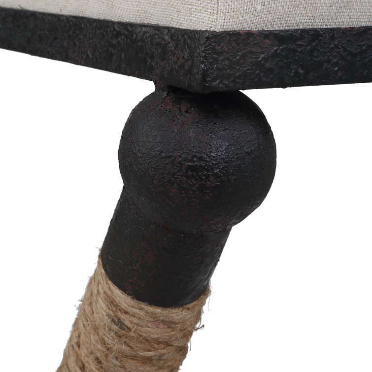Oatmeal Upholstered Backless Iron Frame Counter Stool