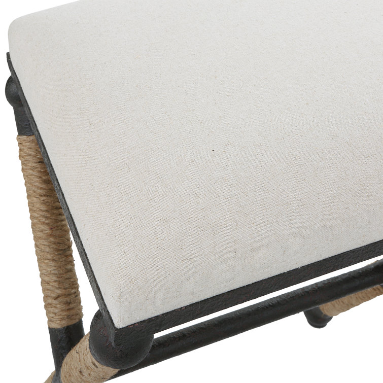 Oatmeal Upholstered Backless Iron Frame Counter Stool