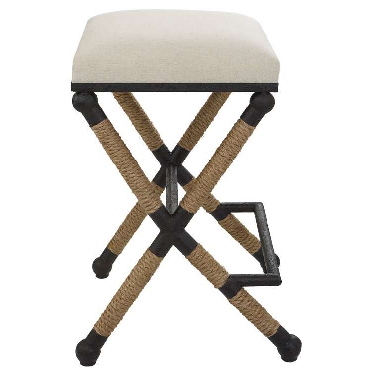 Oatmeal Upholstered Backless Iron Frame Counter Stool