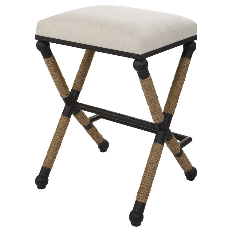 Oatmeal Upholstered Backless Iron Frame Counter Stool