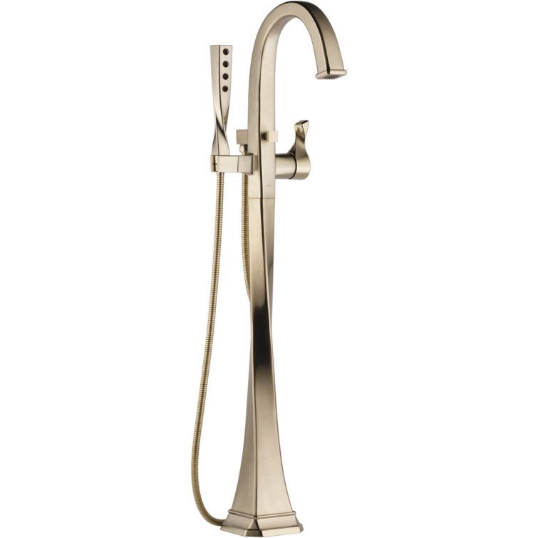 Polished Nickel Brass Single-Handle Freestanding Tub Filler