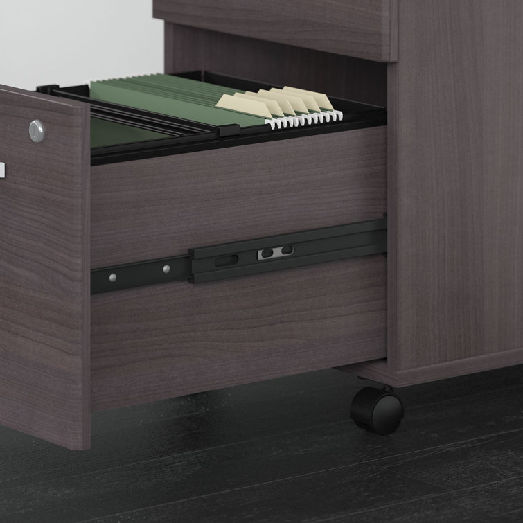 Storm Gray U-Shaped Executive Desk with Filing Cabinet