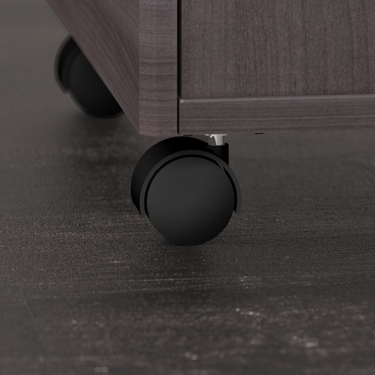 Storm Gray U-Shaped Executive Desk with Filing Cabinet