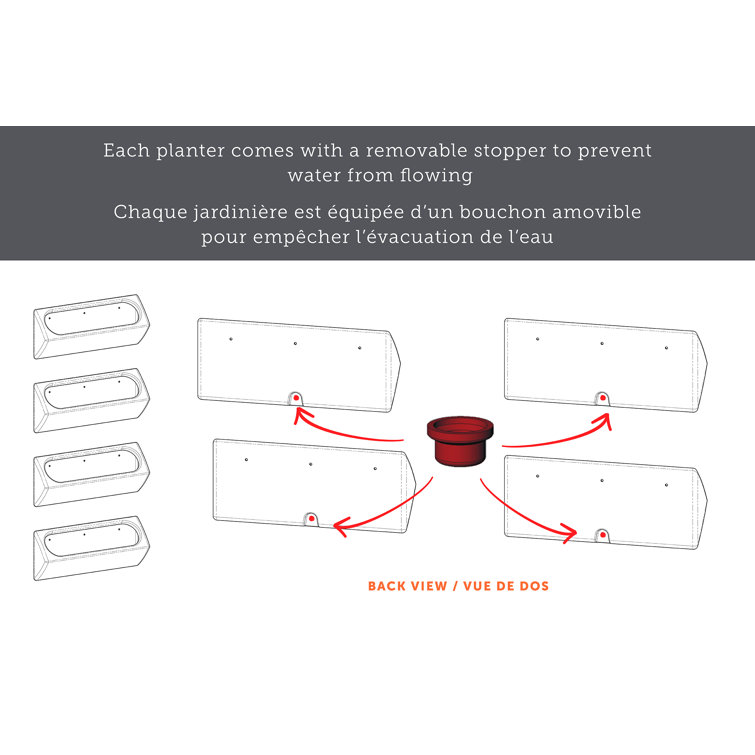 White Polyethylene Resin Outdoor Wall Planter Set