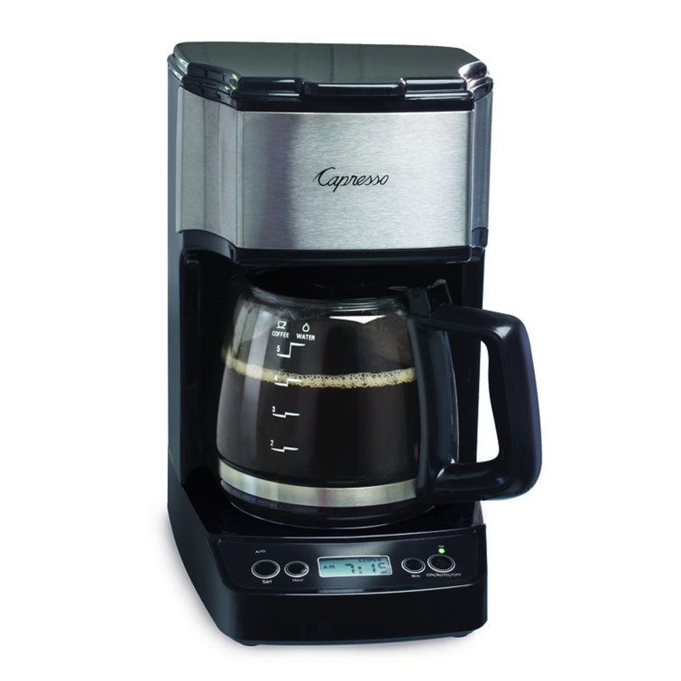 Compact Black and Stainless Steel 5-Cup Programmable Coffee Maker