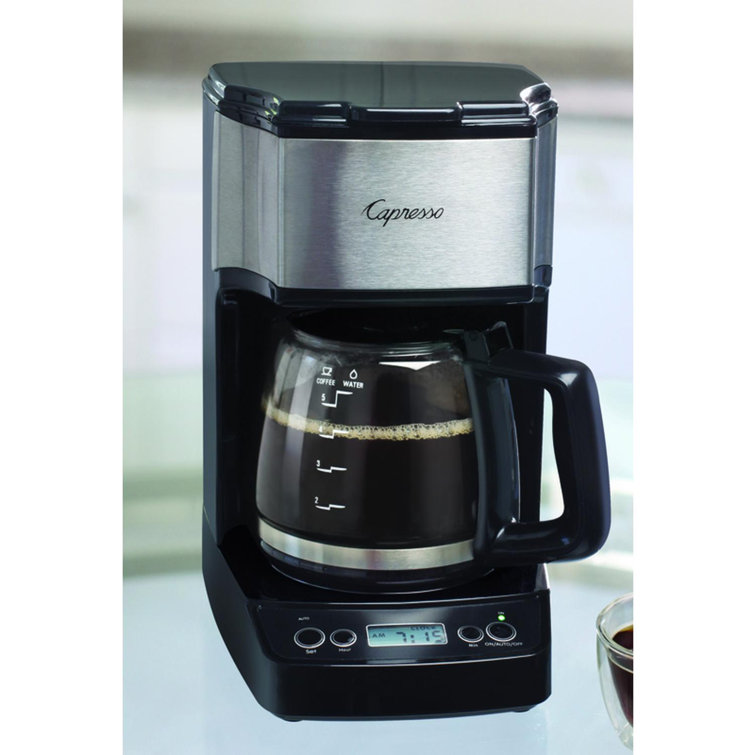 Compact Black and Stainless Steel 5-Cup Programmable Coffee Maker