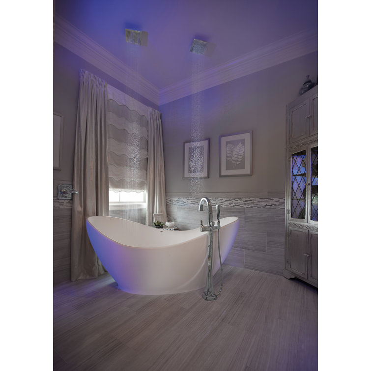 Polished Nickel Single-Handle Freestanding Tub Filler with Handshower