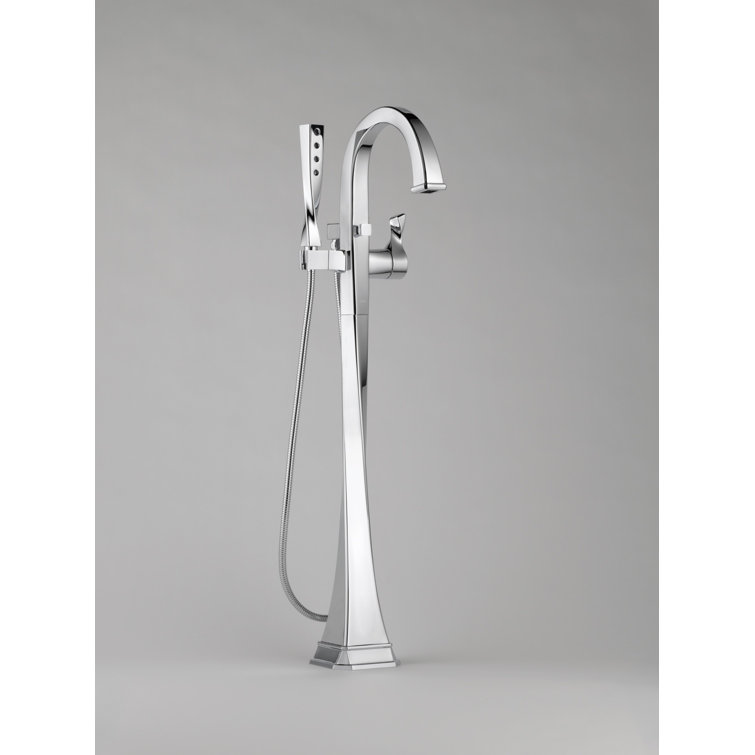 Polished Nickel Brass Freestanding Tub Filler with Handshower