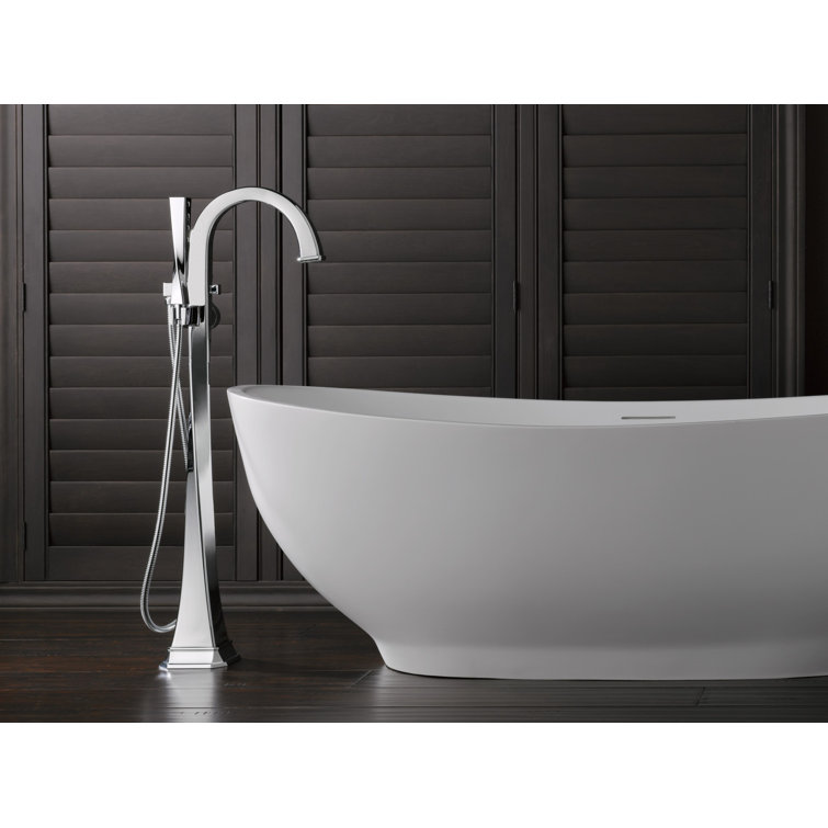Polished Nickel Single-Handle Freestanding Tub Filler with Handshower