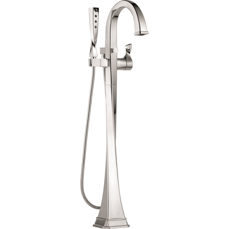 Polished Nickel Brass Freestanding Tub Filler with Handshower