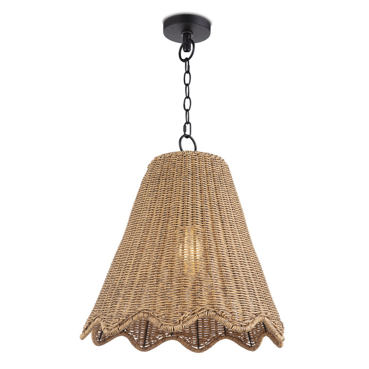 Natural Glass Indoor/Outdoor Pendant Light with Black Cord