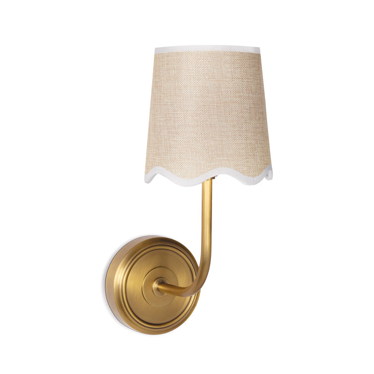 Natural Brass Linen Shade Direct Wired Sconce