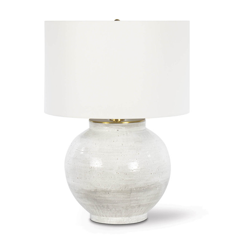 White Ceramic Table Lamp with Linen Shade