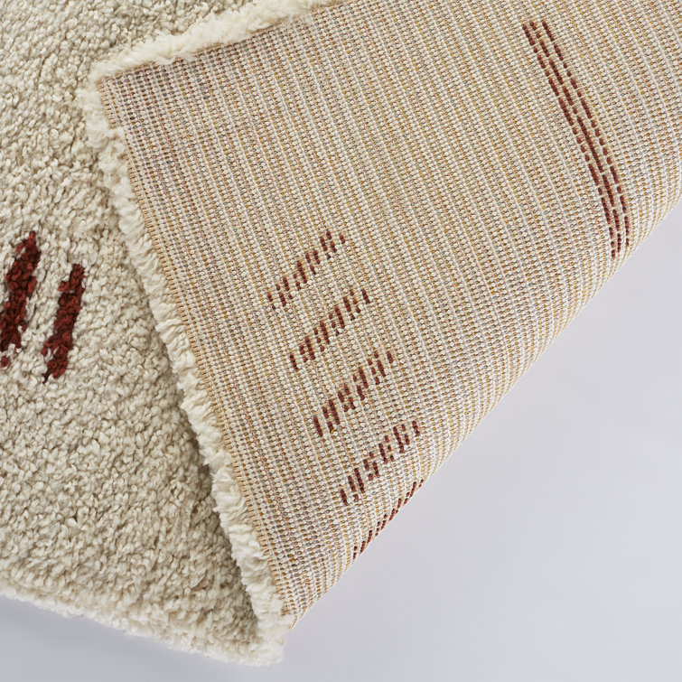 Kids' Geometric Shag Rust & White 5'3" x 7' Area Rug