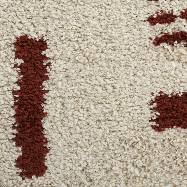 Kids' Geometric Shag Rust & White 5'3" x 7' Area Rug