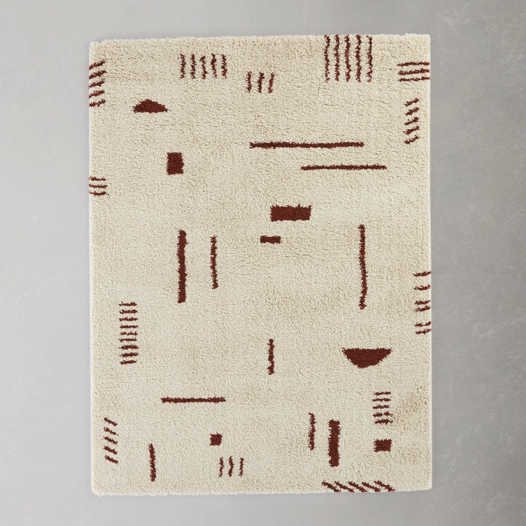 Kids' Geometric Shag Rust & White 5'3" x 7' Area Rug