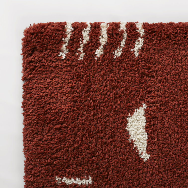Carson Rustic Shag Rectangle Rug in Rust & Cream 5'3" x 7'