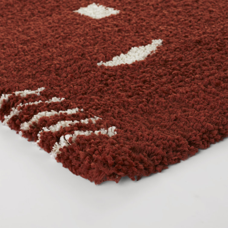Carson Rustic Shag Rectangle Rug in Rust & Cream 5'3" x 7'