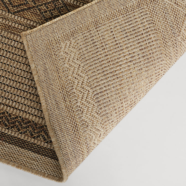Ava Beige and Brown Geometric Synthetic Area Rug