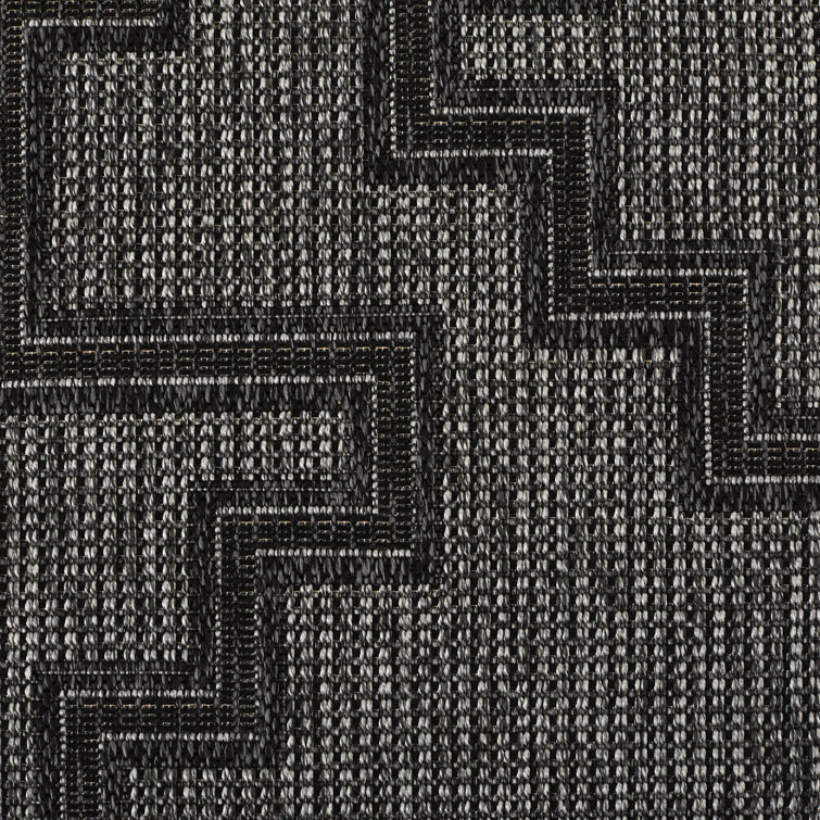 Ava Rectangular Black and Gray Synthetic Indoor/Outdoor Rug