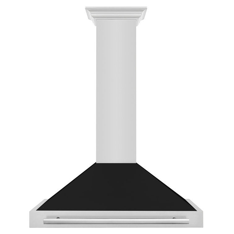 36" Black Matte and Stainless Steel Convertible Wall Mount Range Hood