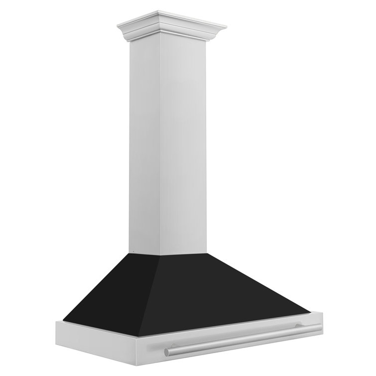 36" Black Matte and Stainless Steel Convertible Wall Mount Range Hood