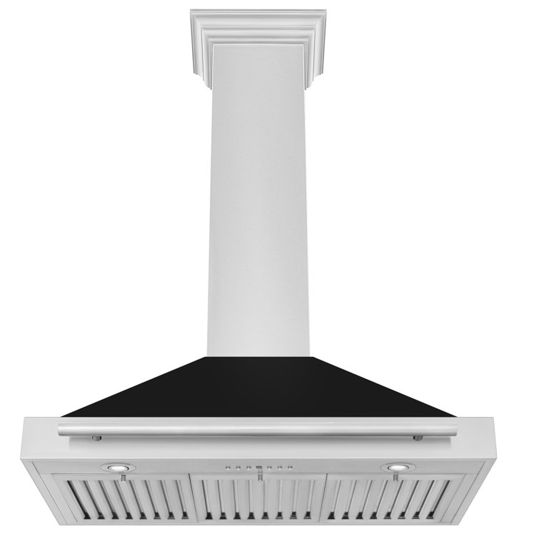 36" Black Matte and Stainless Steel Convertible Wall Mount Range Hood