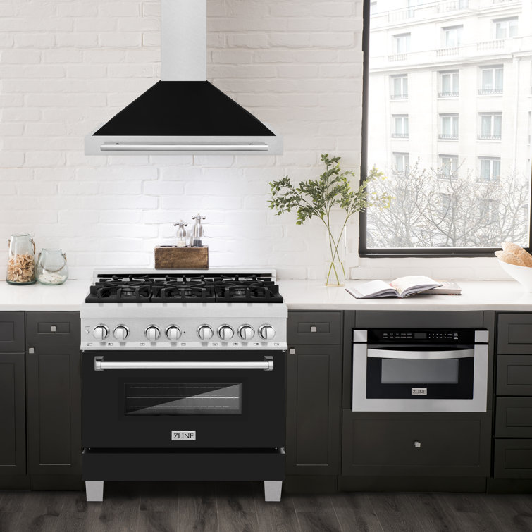 ZLINE 36" Black Matte and Stainless Steel Convertible Range Hood
