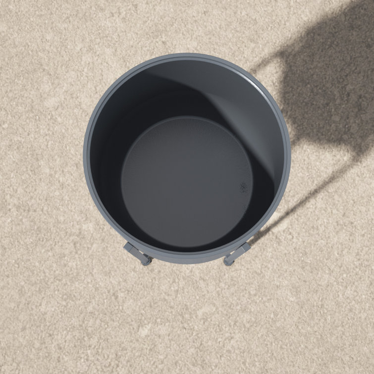 Dark Gray Metal Round Indoor/Outdoor Planter with Stand