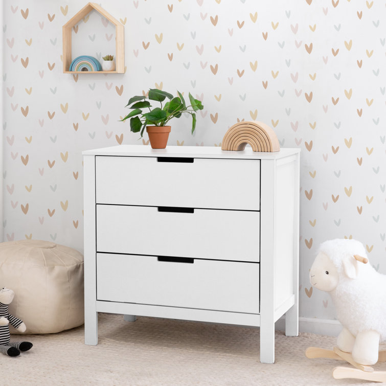 Colby Modern White 3-Drawer Nursery Dresser with Soft Close