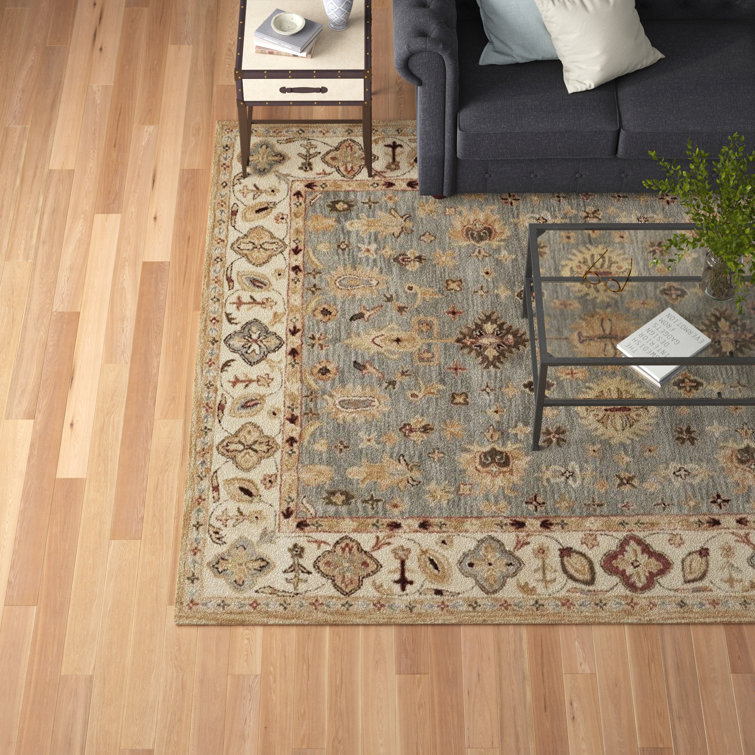 Handmade Elegance Blue Wool Rectangular Tufted Area Rug