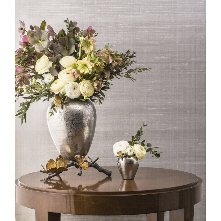 Silver and Gold Butterfly Ginkgo Metal Table Vase