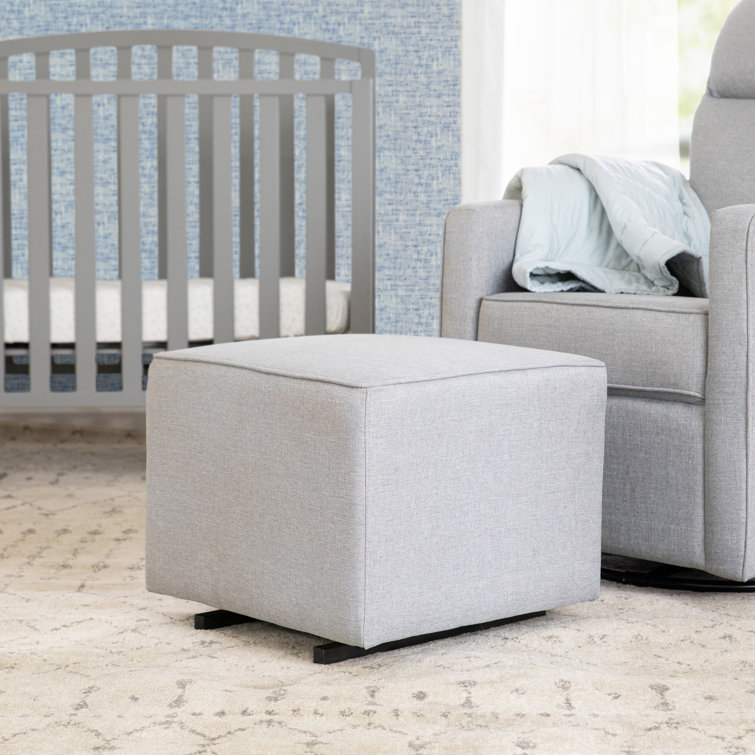 Misty Gray Gliding Ottoman with Metal Base