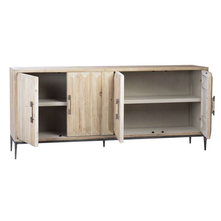 Moura 84'' Light Brown Reclaimed Pine Sideboard with Steel Base