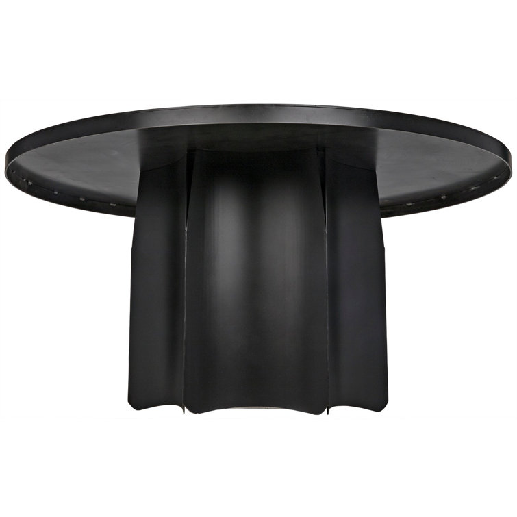Mid-Century Modern Fluted 58" Round Wood Dining Table