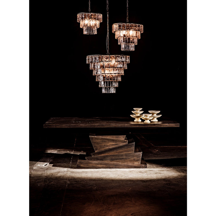 Carnegie Sleek Black Metal 8-Light Tiered Chandelier