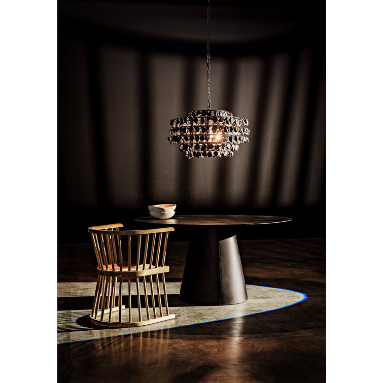 Bolah Black Barrel Chair with Teak Spindles
